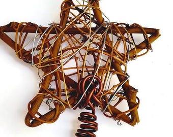 Vine and Wire Christmas  Star Tree Topper for Rustic Holiday Decor