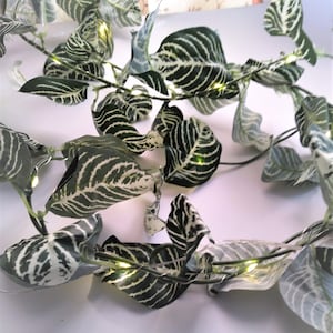 Lighted Greenery Leaf Garland with  LED Lights 5 Feet, Battery Powered