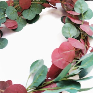 Guirlande de feuilles d&#39;eucalyptus de couleurs mélangées, avec lumières LED en option 1,8 m