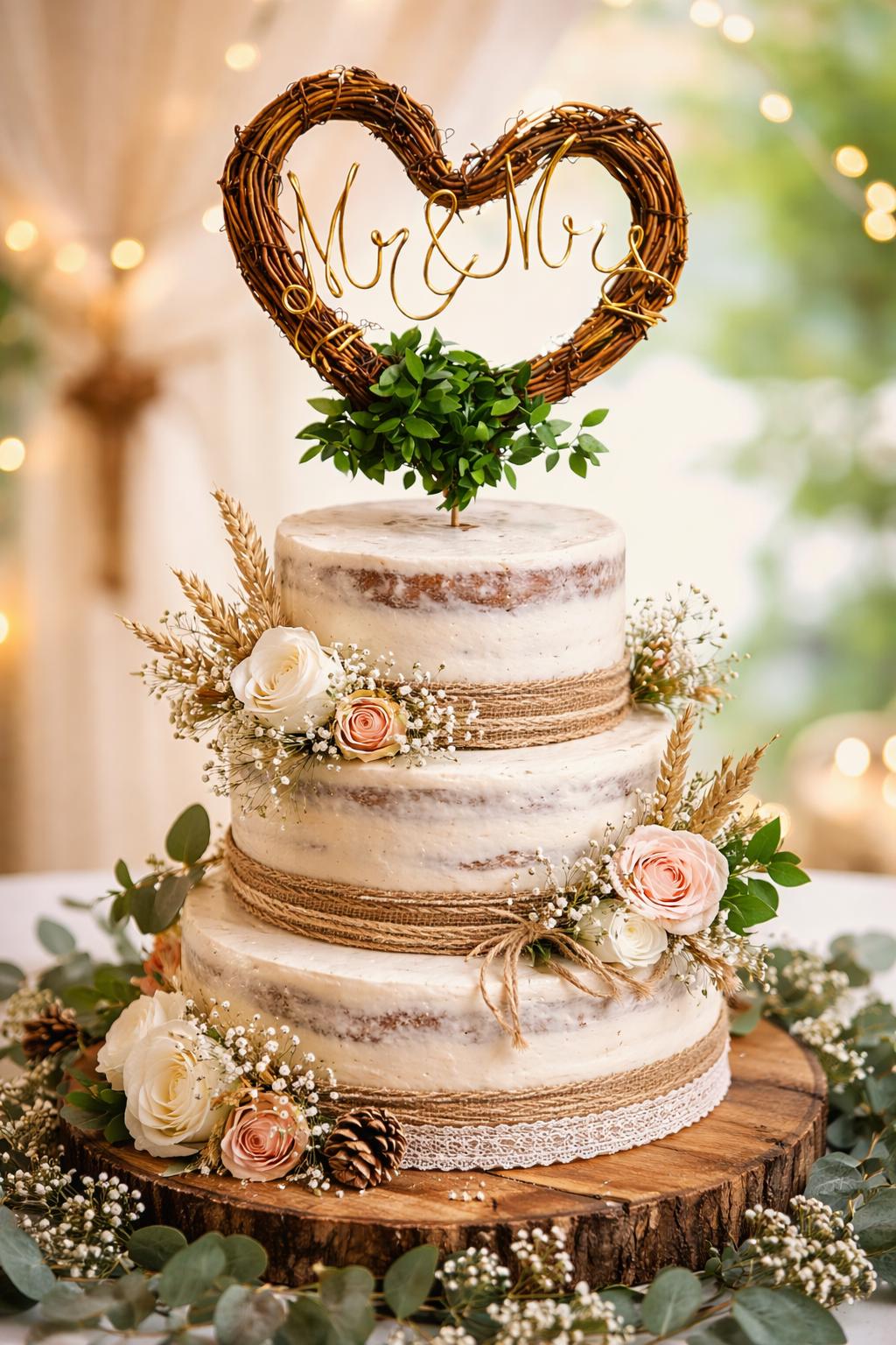 Rustic Mr Mrs Cake Topper