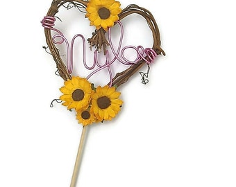 Sunflower Birthday Cake Topper Custom Name