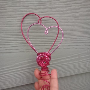 Wire Art 2 Hearts Tree Topper In Pink & Red Or Custom