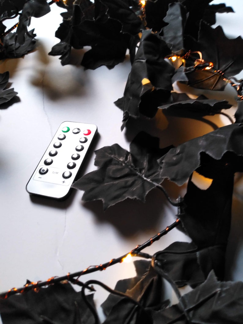 Lighted Black Garland With LED String Lights and Remote, 2 Pack Etsy