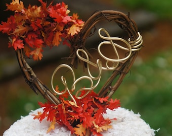 Leaves Fall Cake Topper In Your Own Initials