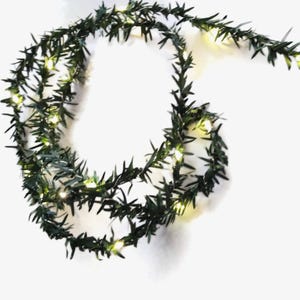 Lighted Green Leaves Mini Garland with  LED Fairy Lights in Custom Length