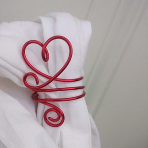 Heart Napkin Rings In Red and Other Choices For Valentine's Day 6pcs
