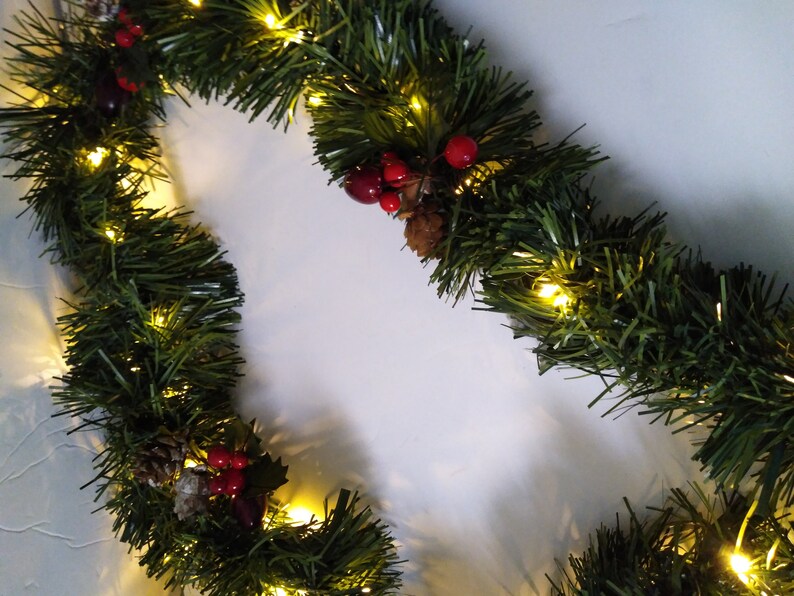 Light up Christmas Garland Lighted With LED Lights 8 Feet Etsy