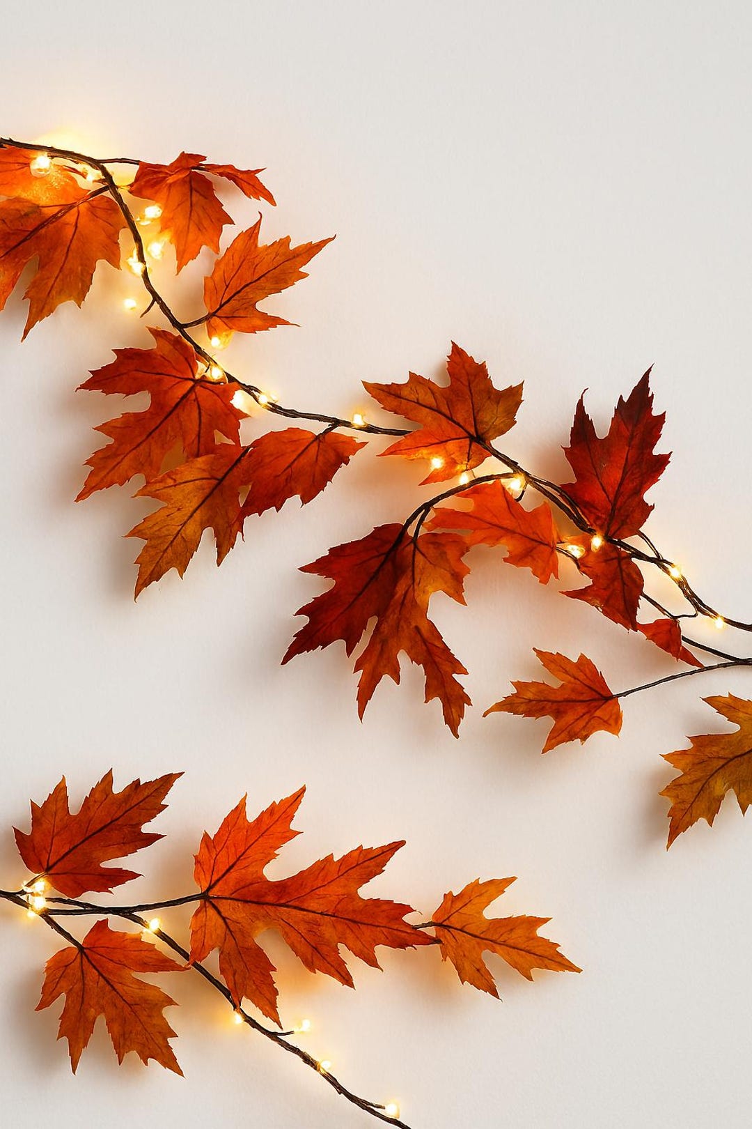 Guirlande Lumineuse Automne Feuilles D'érable LED - Rideau De Lumière Avec Télécommande, Minuterie, 8 Modes - Déco Thanksgiving, Halloween, Noël - 12