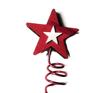 Mini rode houten boomster voor Kerstmis, 4 juli themadecor