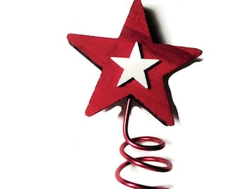 Mini Red Wooden Tree Star for Christmas, 4th of July Theme Decor