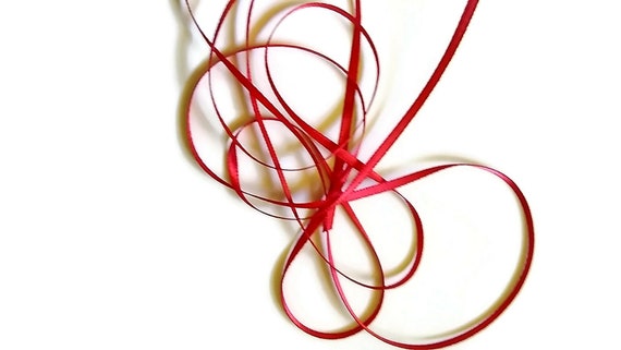 Skinny Red Satin Ribbon, 5ft Length X 1/8 Inch 