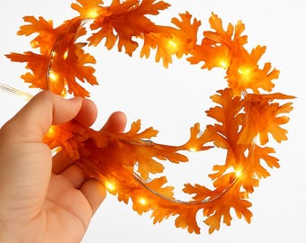 10pcs Mini Lighted Autumn Leaves With Pre Strung Fairy Lights