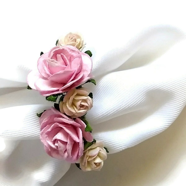 Ronds de serviette roses mélangés pour les mariages, douche de mariée 5pcs