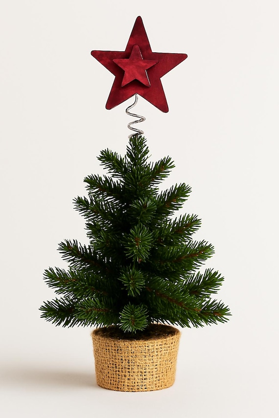 Mini roter hölzerner Weihnachtsbaum-Stern - 2,5 