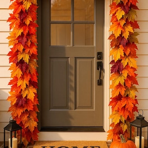 Jesienna ciemnopomarańczowa girlanda z opcjonalnymi światłami LED, zasilana bateriami – wybierz długość