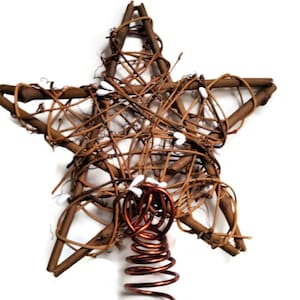 Nature Christmas Decorations Wood Star Tree Topper for Rustic Holiday Decor 6 x 6 Inches