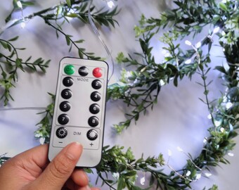 Beleuchtete Buchsbaumblätter-Girlande mit weißen LED-Leuchten 6 Fuß, Fernbedienung und manuelle Steuerung