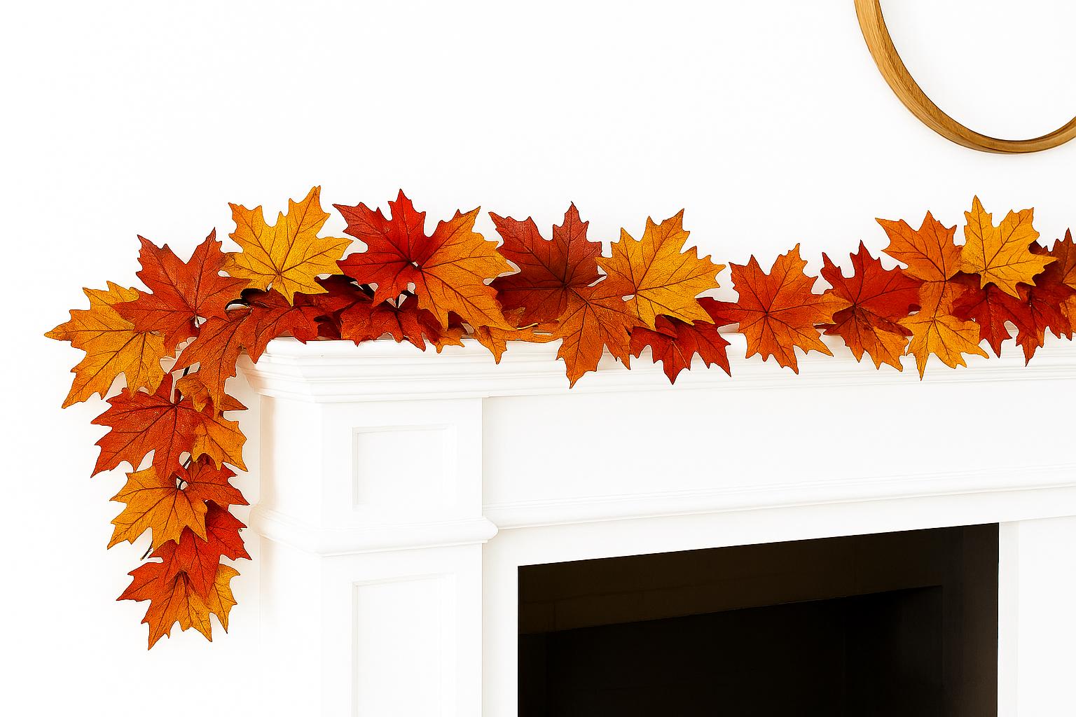 2 Ghirlande Foglie Acero Artificiali Autunno - 1.8m Cad, Decorazione Rustica Per Casa
