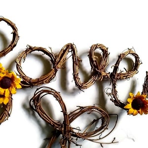 Grapevine & Sunflower Love Cursive Sign