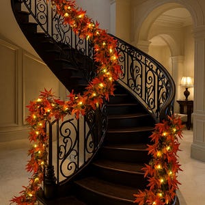 Guirlande Lumineuse Automne Feuilles D'érable LED - Rideau De Lumière Avec Télécommande, Minuterie, 8 Modes - Déco Thanksgiving, Halloween, Noël