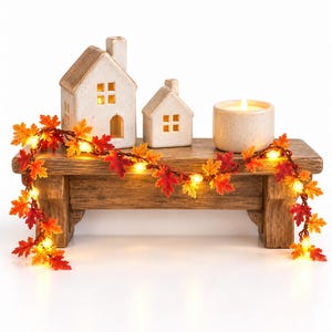 Lighted Mini Autumn Foliage With USB Powered String Lights, 6 Feet