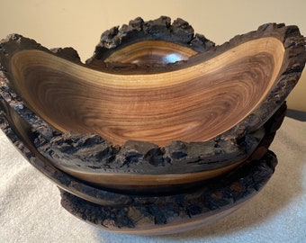 12&quot; by 5&quot; Black Walnut Natural Edge Bowl #1016