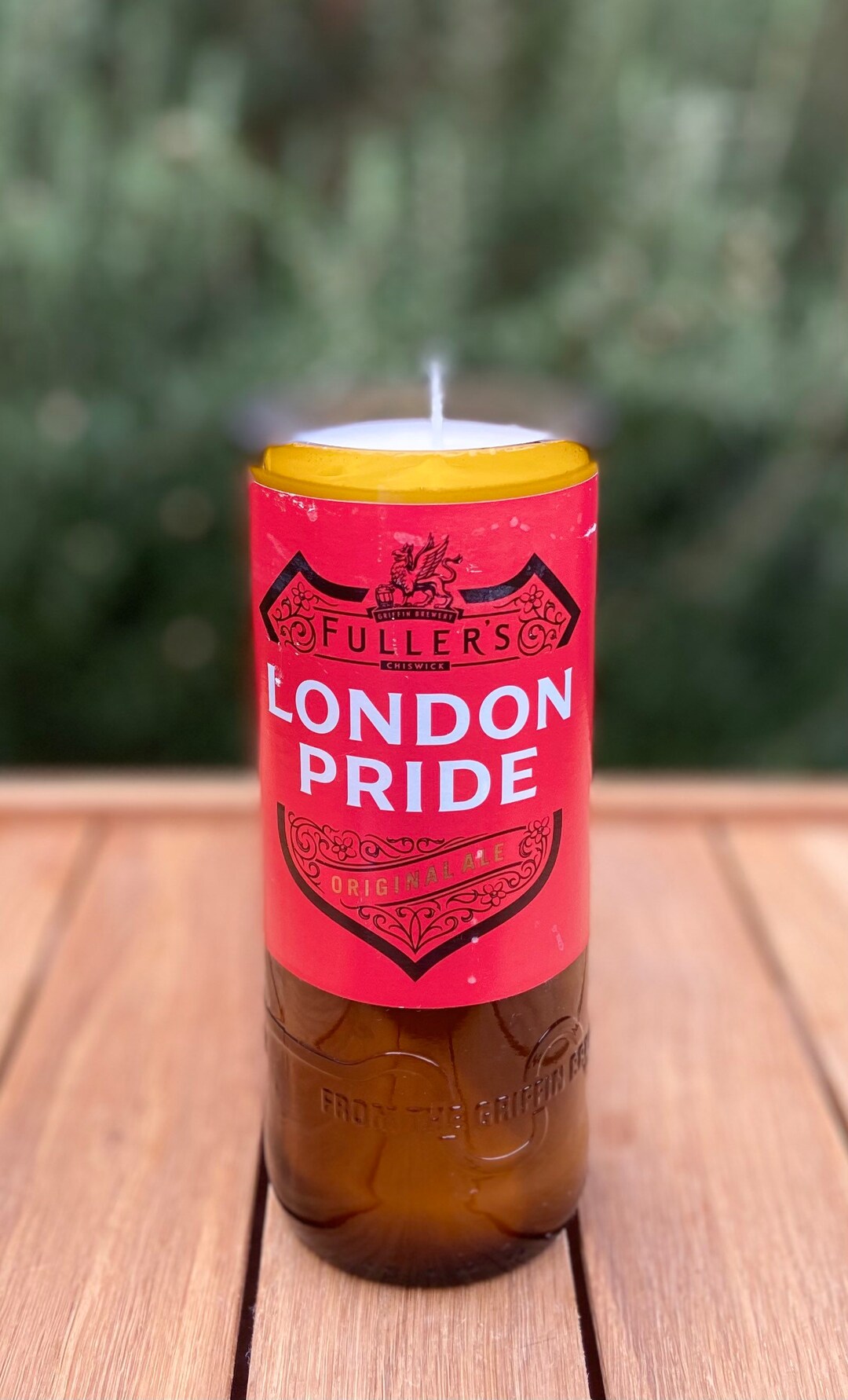 Beer Bottle Candle Fullers London Pride Ale With Earl Grey Cucumber Scent Vegan Soy Wax. Unique