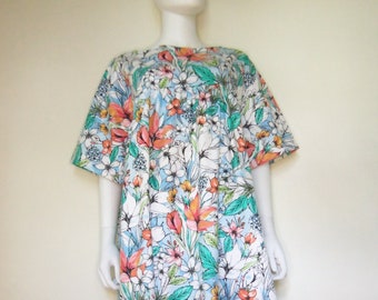 Open Back Dress - size XL - Flannel: Hawaiian Flowers