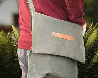 Waterproof Waxed Canvas Haversack, Traditional Bushcraft Forager Bag, mushroom foraging bag