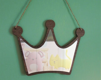 Crown Mirror, Wooden Framed Acrylic Mirror, Nursery Decor