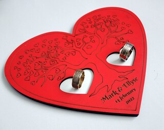 Vassoio Portagioie In Legno Di Noce Inciso - Regalo Anniversario Matrimonio, San Valentino, Compleanno Per Lui/lei, 14,9x8,9 Cm