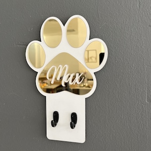 Dog Name Sign leash holder, Paw Print Leash Hook, Custom Dog Lover Gifts, Dog Sign, Gift for a Dog Lover,Personalized Dog Leash Holder