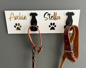 Personalized Dog Leash Holder: Mirror Name Sign, Wall Mounted