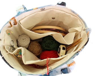 20 Patrones Útiles - Bolsa Grande para Proyectos de Tejido - La Bolsa Hipster - Bolsa para Tejedores, Bolsa de Tejido con Cordón para Ganchillo, Bolsa Magner, Bolsa de Almacenamiento