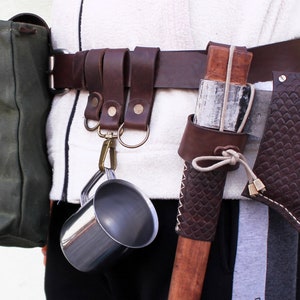 Set of 7 Bushcraft Belt Kit With Personalization,Load Carrying Bushcraft Belt,Foraging Bag, Axe loop,Belt Bag,gift for husband,gift for son
