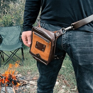 Leather thigt bag female male retro punk bag, outdoor festival mobile phone bag,shoulder bag, weist bag, hipbag, festival carnaval bag