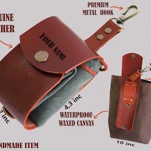 Amber Bushcraft Foraging Pouch,Folding Harvest Bag,Leather Belt Bag,Gathering,Camping,Hiking Bag,Collapsable Basket,Tool Pouch,Mushroom Bag