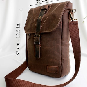 Work Satchel Messenger Bag | Wax Canvas Laptop Bag | Commuting Shoulder Bag | Briefcase Waxed Bag | Reclaimed leather waxed canvas messenger