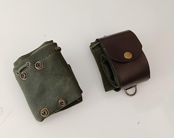 Removable foraging bag with second spare pouch, Hiking gift,Leather Belt Bag, Gathering,Camping,Hiking Bag,Collapsable Basket, Tool Pouch