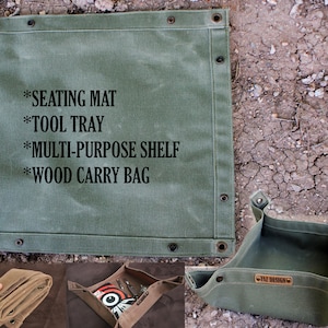 Bushcraft Utility Mat-Waxed Canvas wood carrying case, Seat Pad For walking, hiking, camping, picnic,forest  A dry place to Sit or kneel out