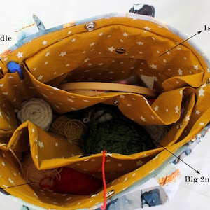 Useful-Large Knitting Project Bag - The Hipster Bag- Knitter&#39;s Bag, Crochet drawstring knitting bag,Magner Bag,Storage Bag,Large and unique