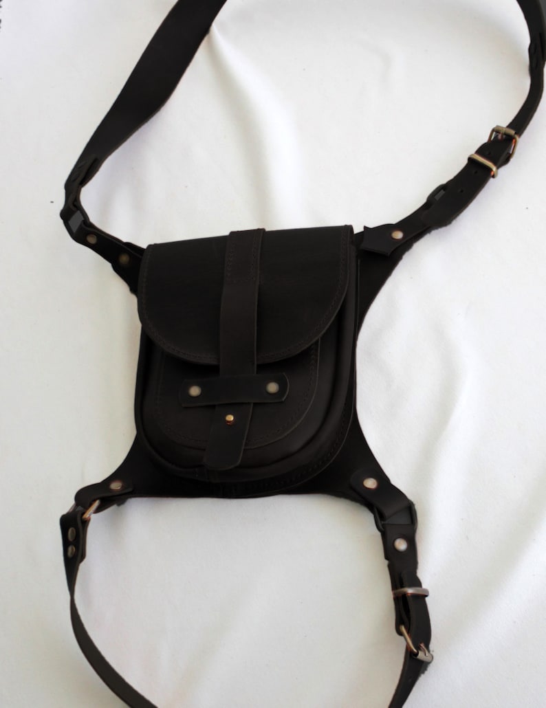 Unique Leg Bag,Waist Bag,Hip Bag,Sling Bag,Crossbody Bag,Leather Leg Bag,Leather Waist Bag,Leather Hip Bag with gift. steampunk bag image 6