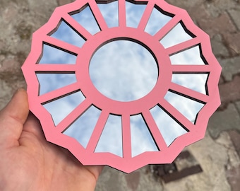 Pink Divine Feminine Mirror: Handmade Wood & Acrylic 3D Wall Decor