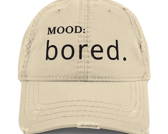 BORED Embroidered Hat | Funny Distressed Dad Cap | Emotional Support Gear | Minimalist Cap | Introvert Gift