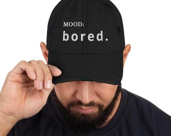 Embroidered BORED Dad Cap | Minimalist Distressed Cotton Hat