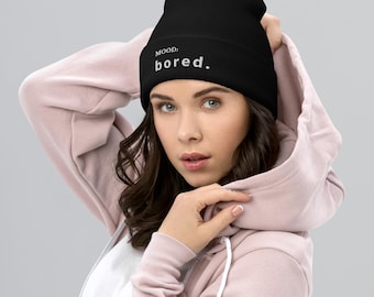 Bored Embroidered Beanie | Minimalist Cap | Emotional Support Gear