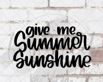 Summer Sunshine Hand Lettered Digital, SVG Cut File, PNG, Digital Print, Digital Sticker, Lettered by Kim