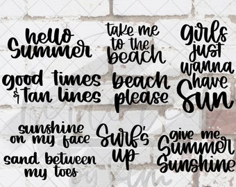 Beachy Quotes Bundle Hand Lettered Digital, SVG Cut File, PNG, Digital Print, Digital Sticker, Lettered by Kim
