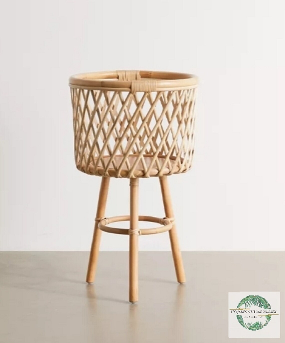 Rattan Standing Plant hanger Hanging Air plant holder Plants Etsy