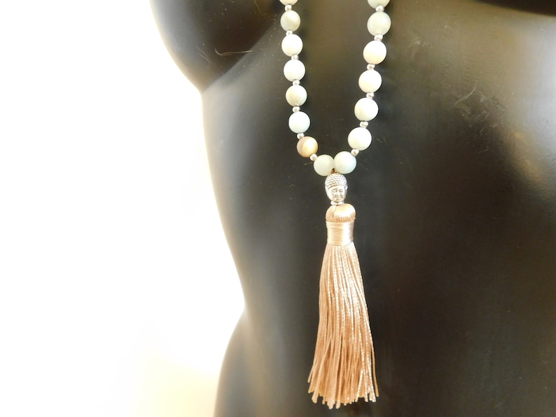 natural stone necklace and silver Buddha pearl necklace